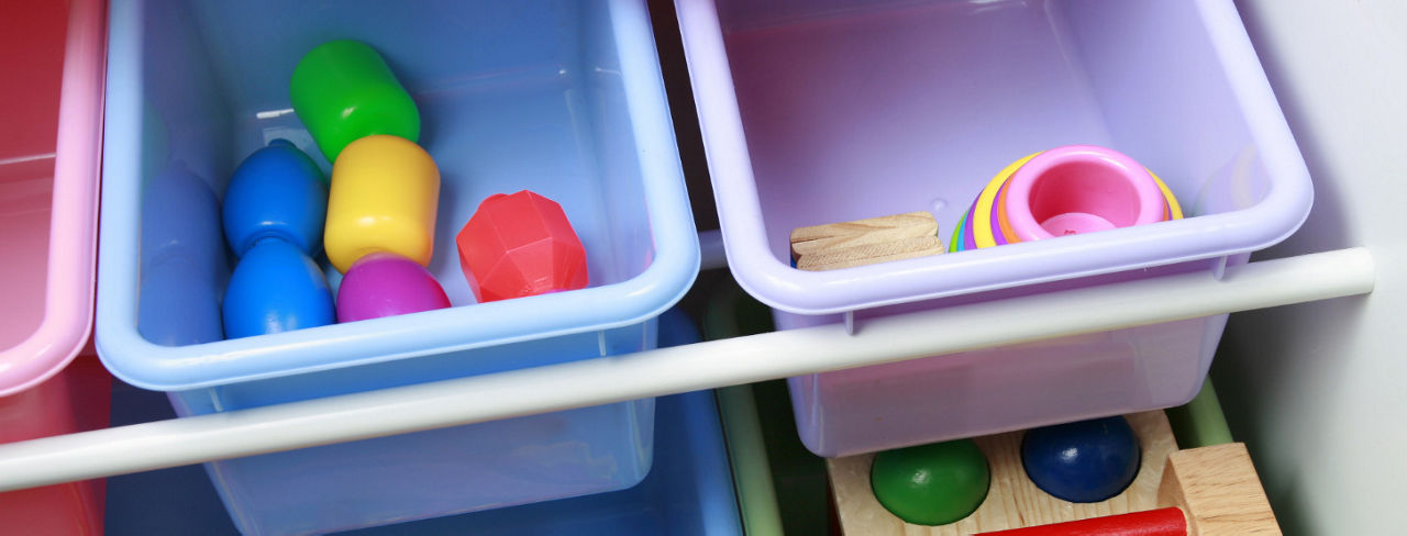 Storage in a playroom.