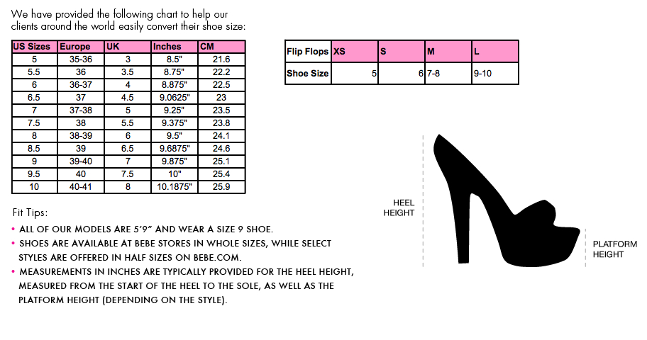 Size Chart - Shoes | bebe
