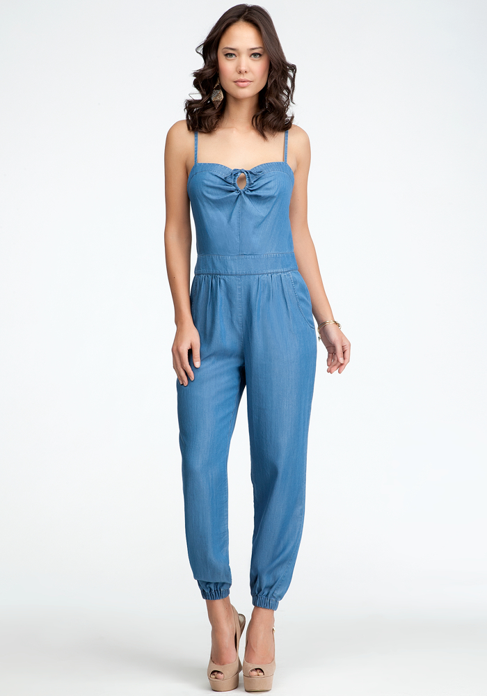 Chambray Tie Detail Jumpsuit | Divaloo