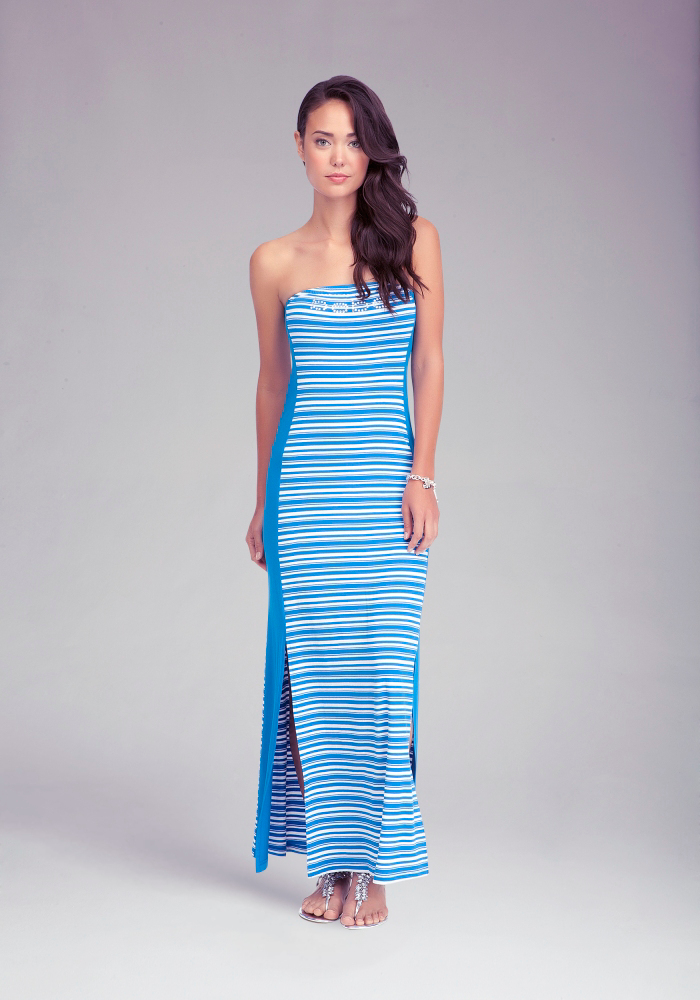 Logo Stripe Tube Maxi Dress | Photowire