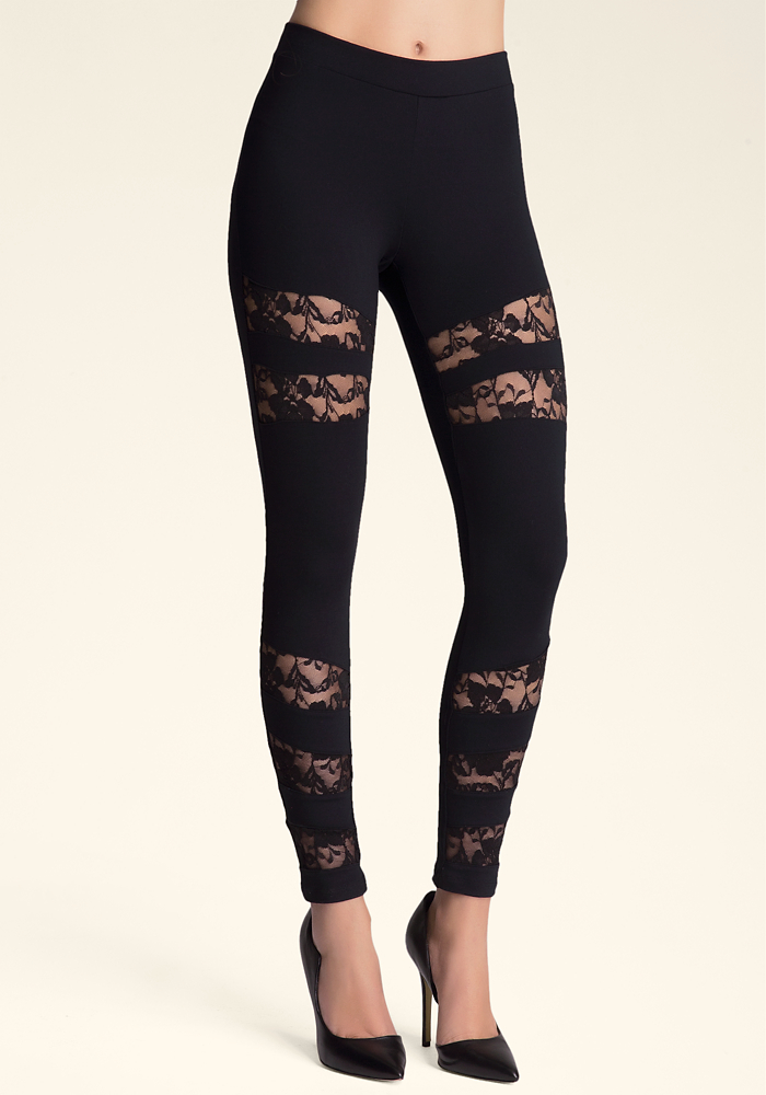 Lace Inset Power Leggings - Bottoms | bebe