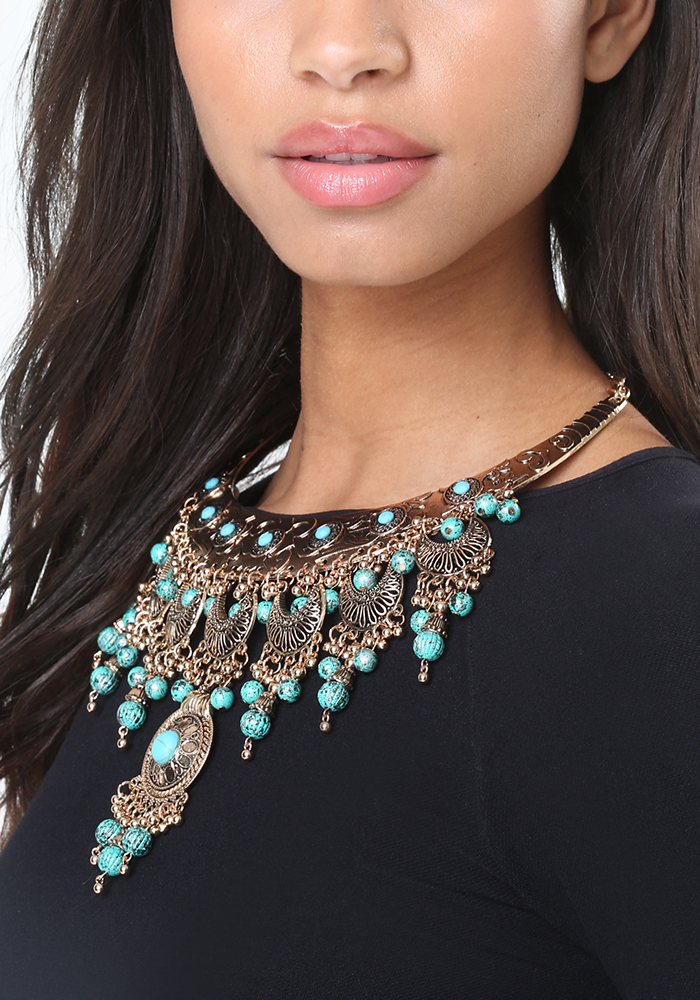 bebe Beaded Filigree Necklace