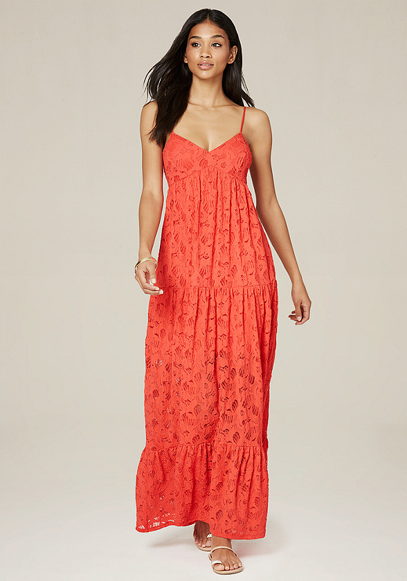 Lace Tiered Maxi Dress | bebe
