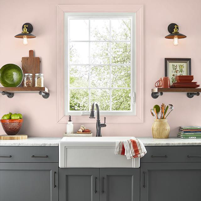 Kitchen painted in CAMEO CORAL