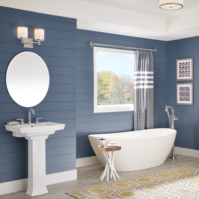Bathroom painted in AUTHENTIC NAVY