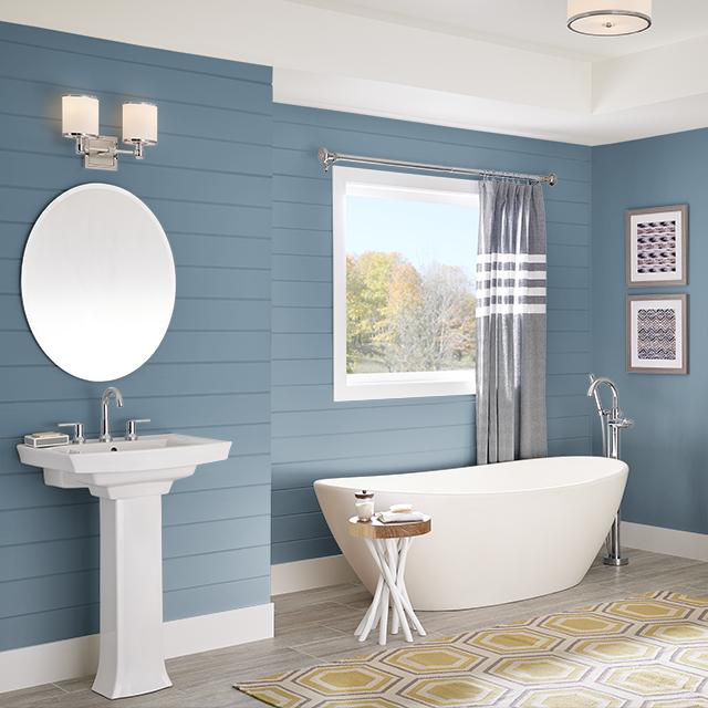 Bathroom painted in SWEDISH BLUE