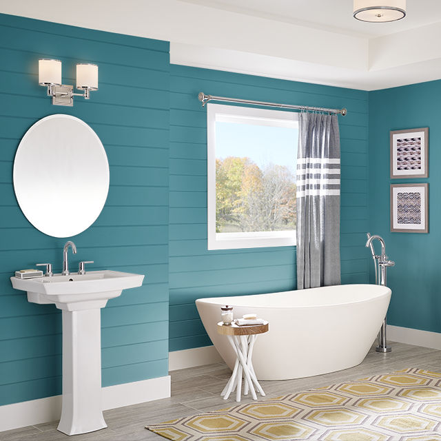 Bathroom painted in BASIC TEAL
