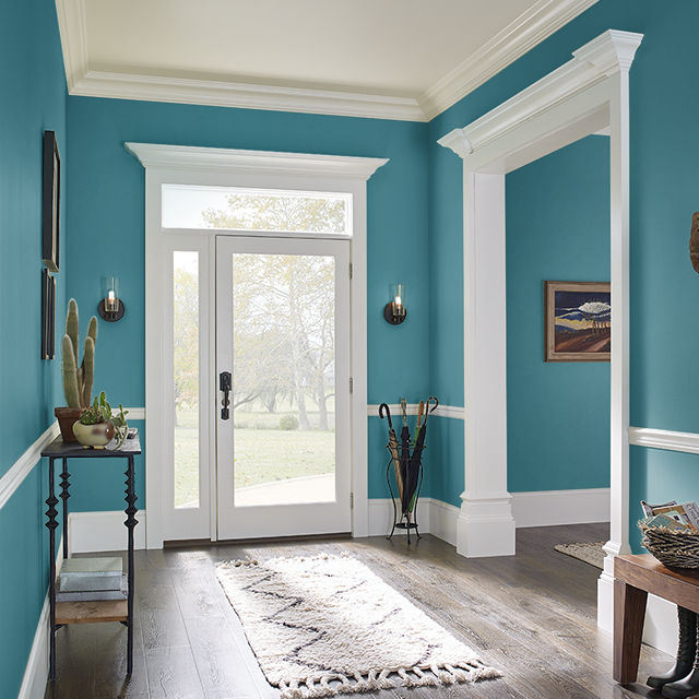 Foyer painted in BASIC TEAL