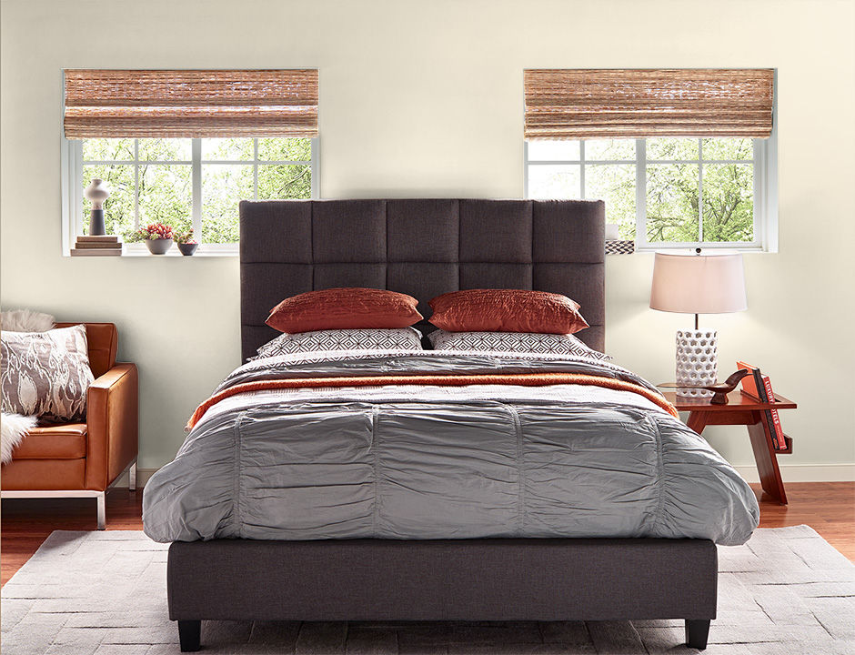 Bedroom painted in WHITE PEONY