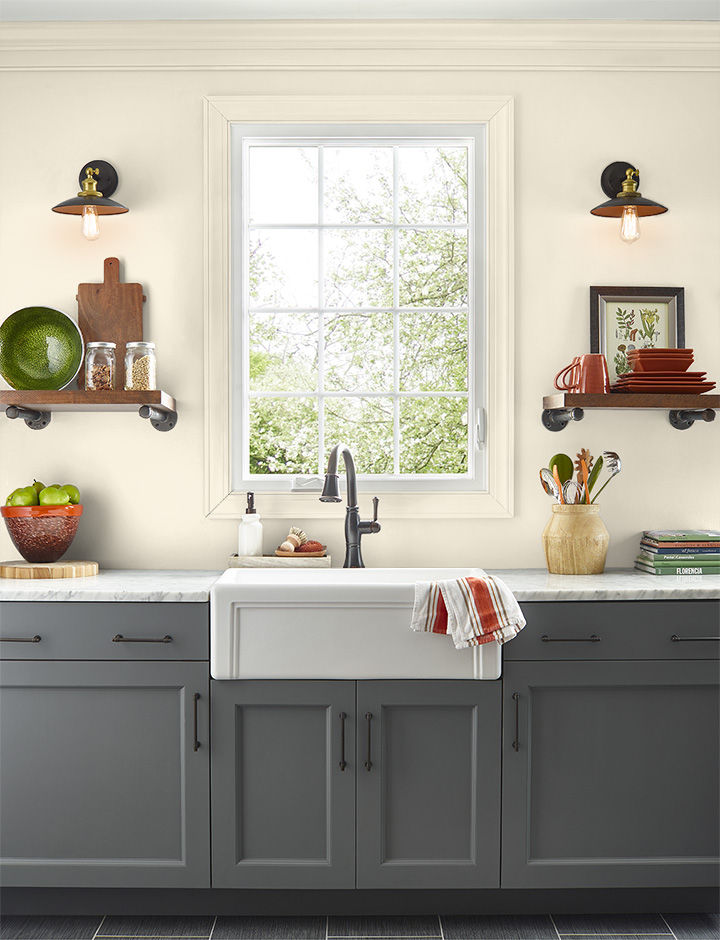 Kitchen painted in WHITE PEONY