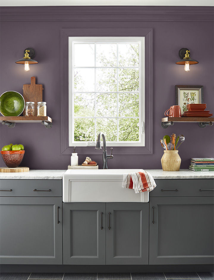 Kitchen painted in BEETROOT PURPLE