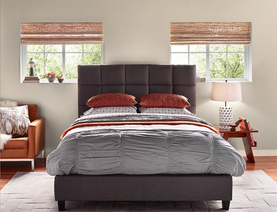 Bedroom painted in BRONZE MIST