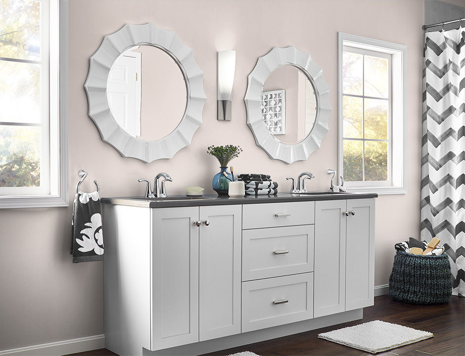 Bathroom painted in CONCH PINK