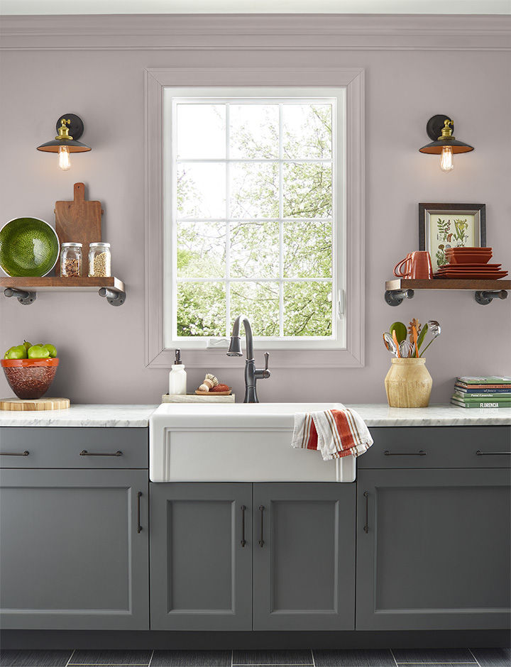 Kitchen painted in MEADOW MAUVE
