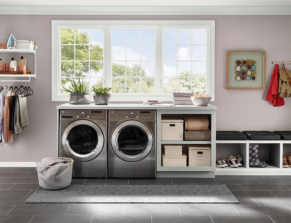 Laundry painted in MEADOW MAUVE