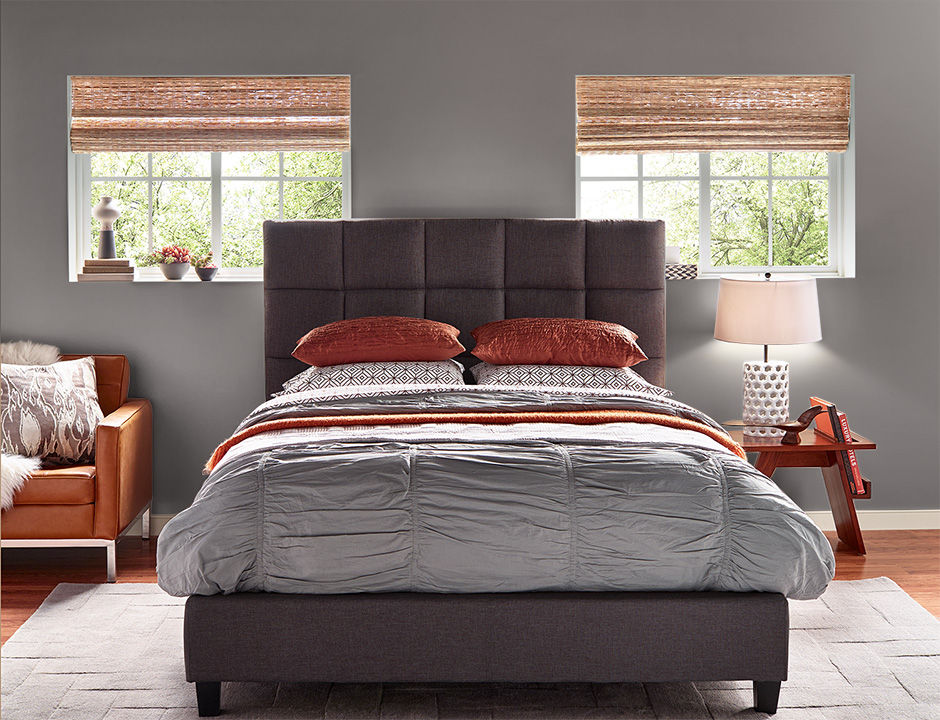 Bedroom painted in ACOUSTIC BROWN