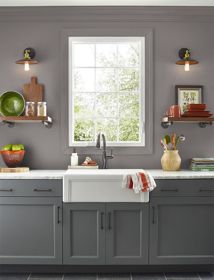 Kitchen painted in ACOUSTIC BROWN