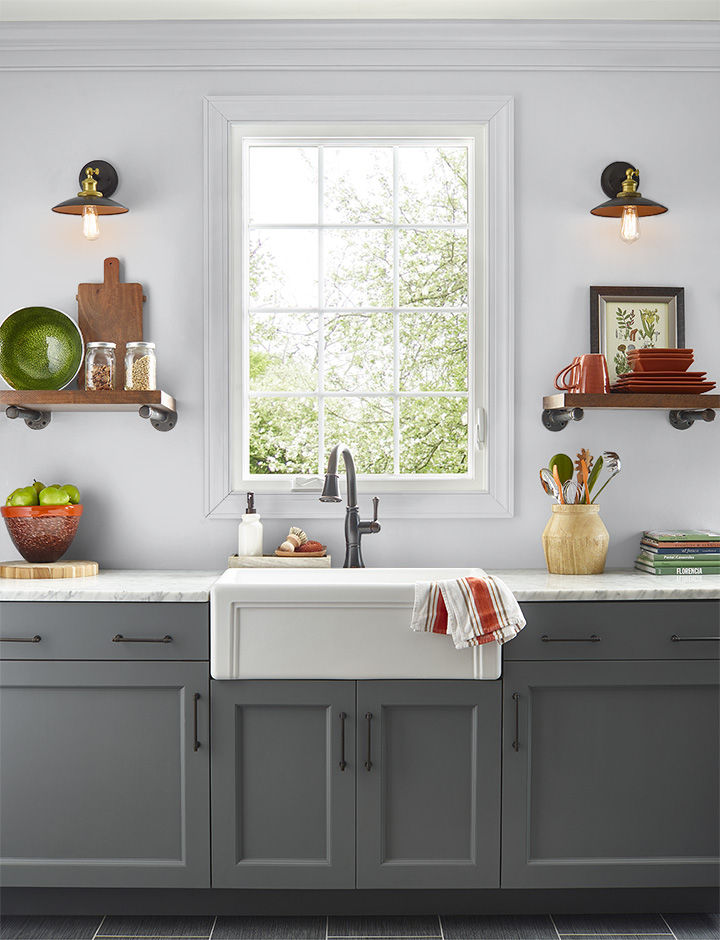 Kitchen painted in BRUSHED METAL