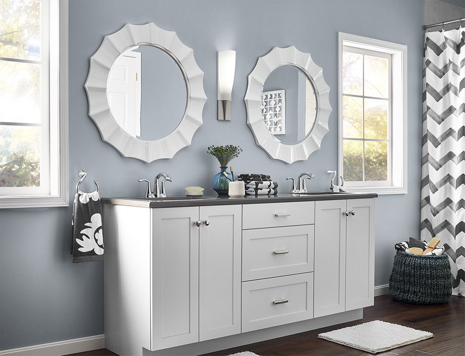 Bathroom painted in AVIATOR SILVER