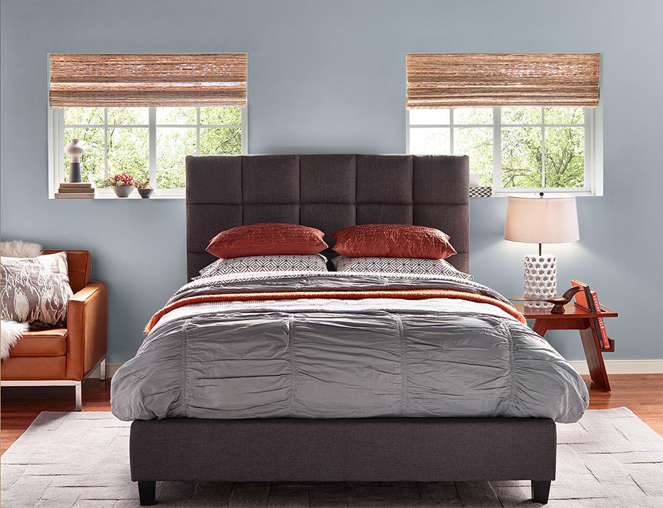 Bedroom painted in AVIATOR SILVER