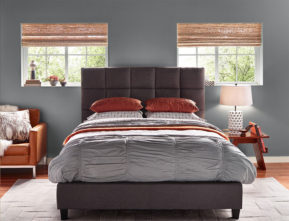 Bedroom painted in MOTOR GRAY
