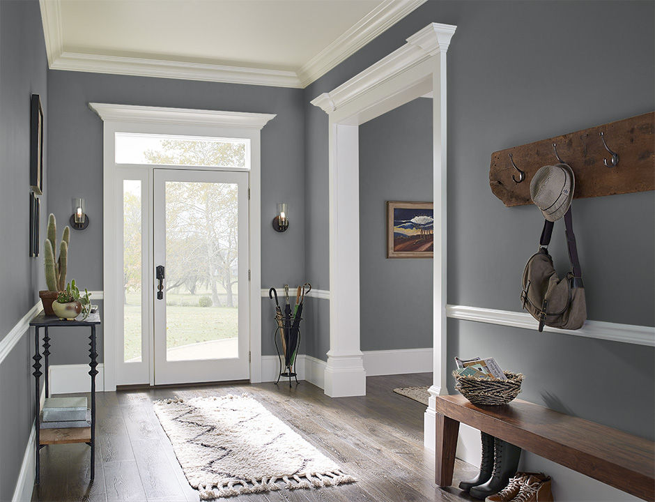 Foyer painted in MOTOR GRAY