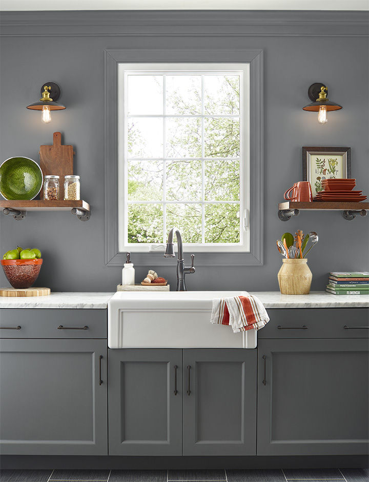 Kitchen painted in MOTOR GRAY