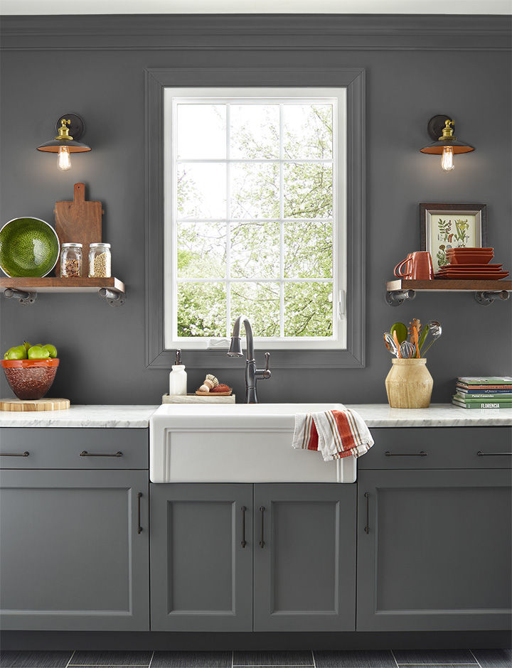Kitchen painted in MYSTIC BLACK