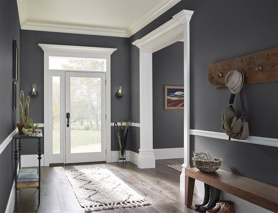 Foyer painted in DEEP ONYX