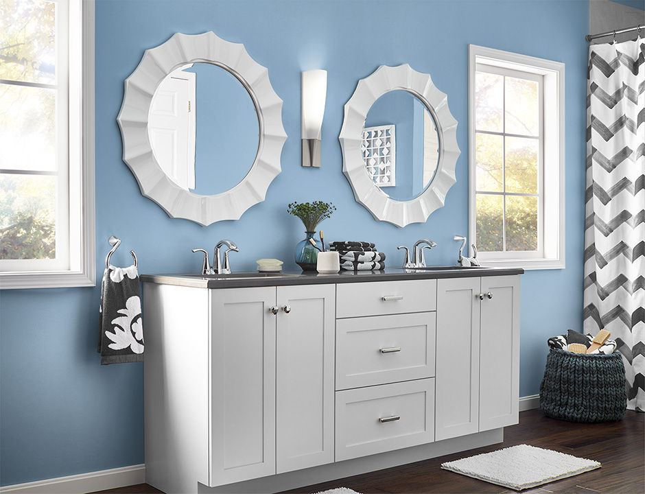 Bathroom painted in HIGH TIDE