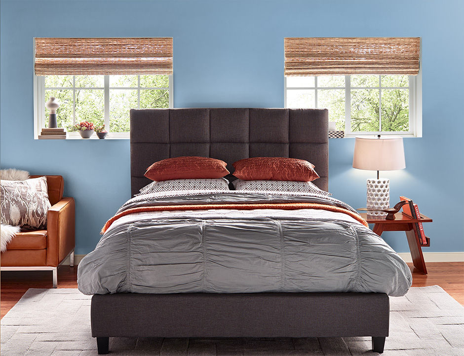 Bedroom painted in HIGH TIDE