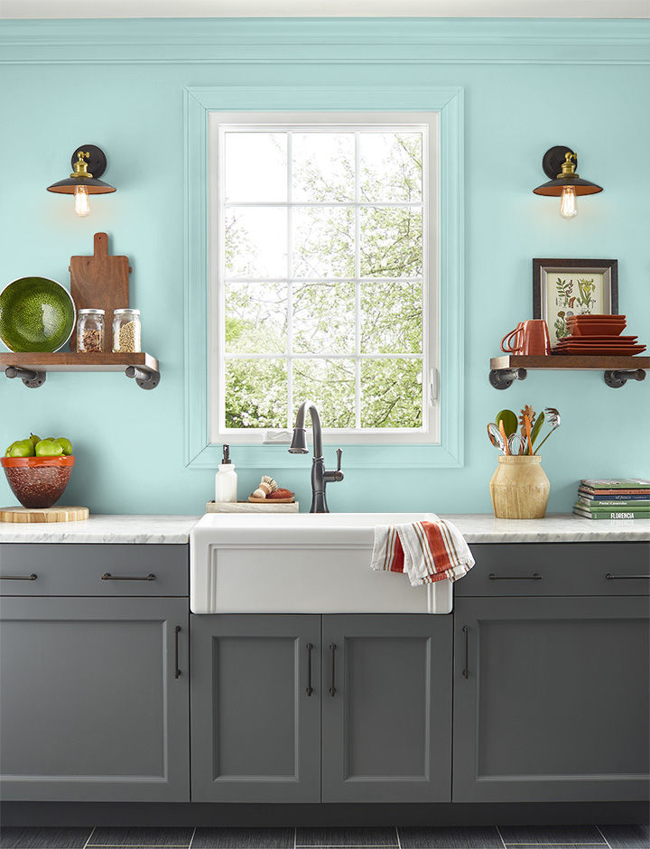 Kitchen painted in SAILING WATER