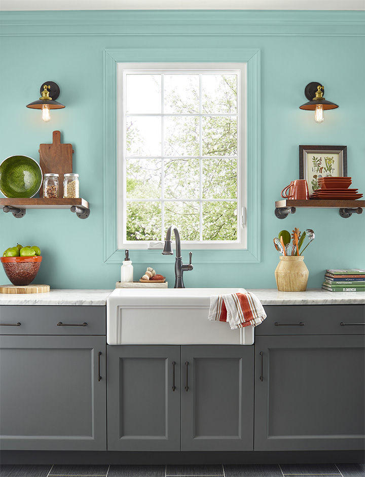 Kitchen painted in OCEANIC