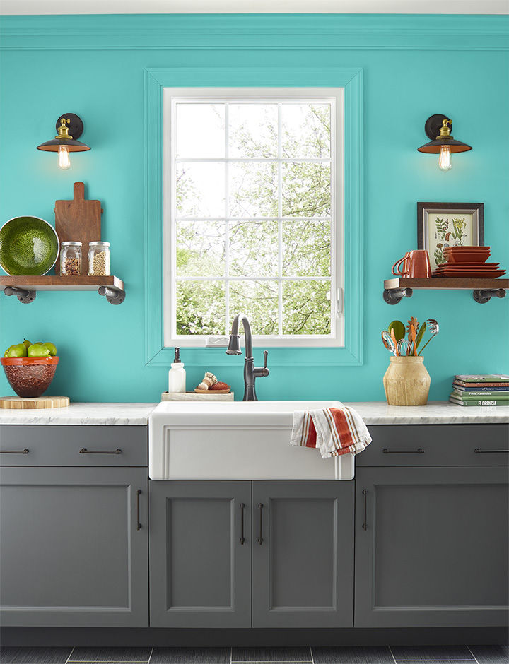 Kitchen painted in TROPICAL ESCAPE