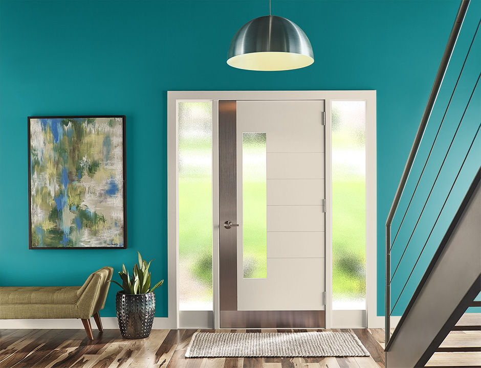 Entryway painted in TRUE TEAL