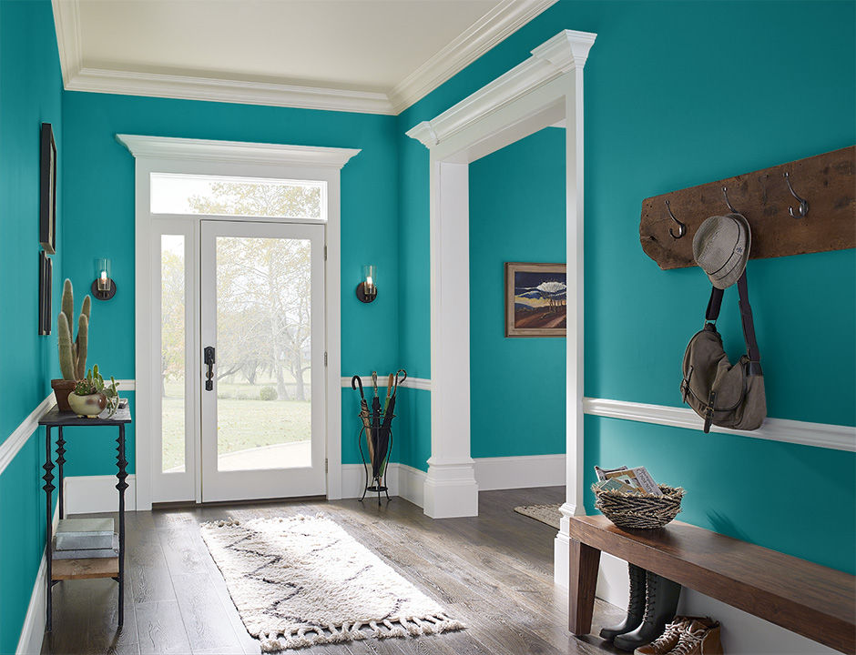Foyer painted in TRUE TEAL