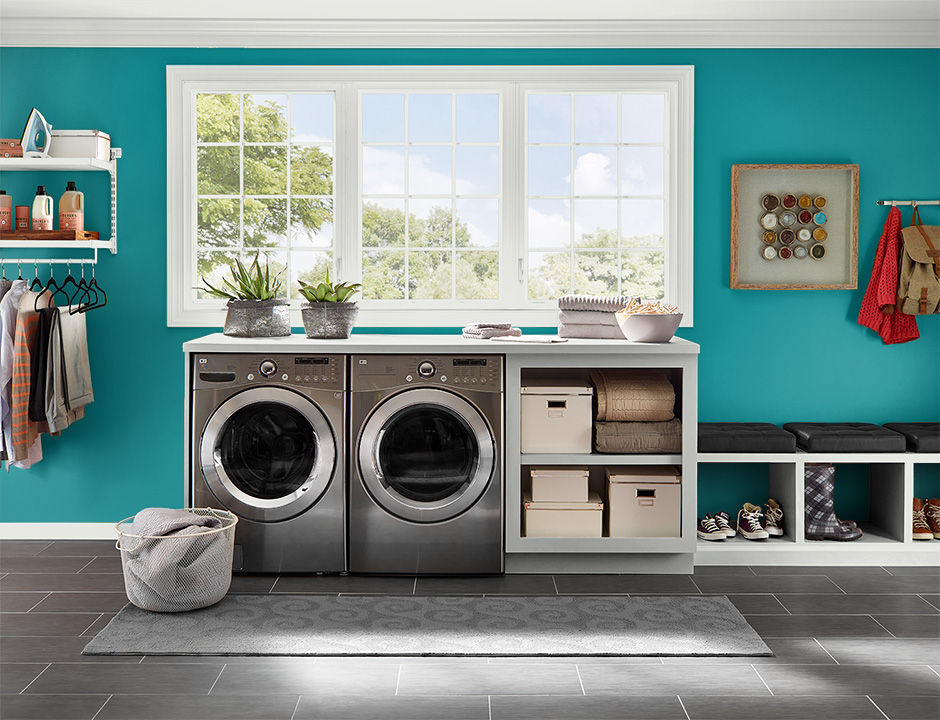 Laundry painted in TRUE TEAL