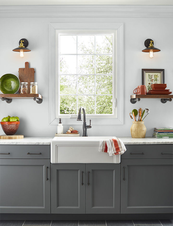 Kitchen painted in COOL FOG