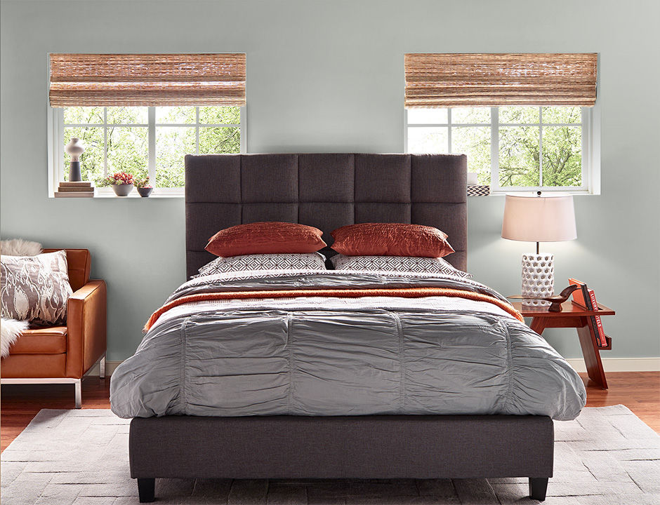 Bedroom painted in PATIO GRAY