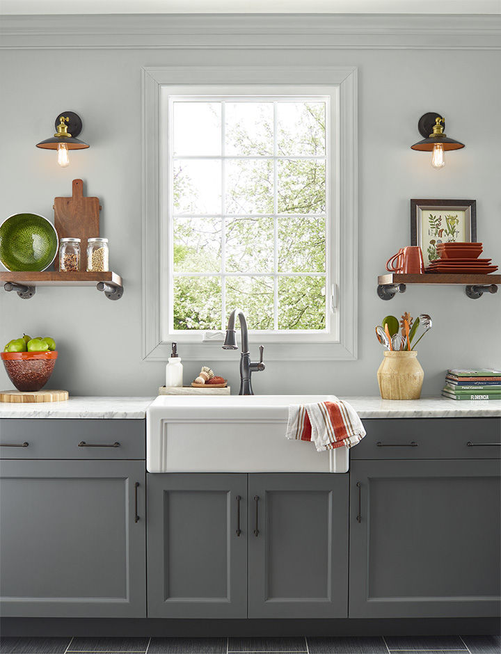 Kitchen painted in PATIO GRAY