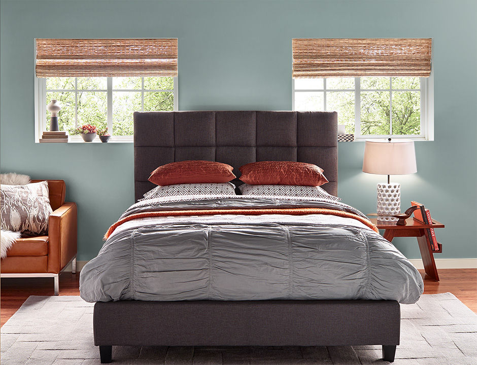 Bedroom painted in JUNE GLOOM