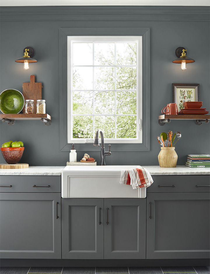 Kitchen painted in TYPEWRITER