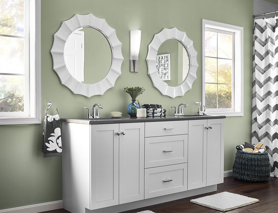 Bathroom painted in CALM FOREST