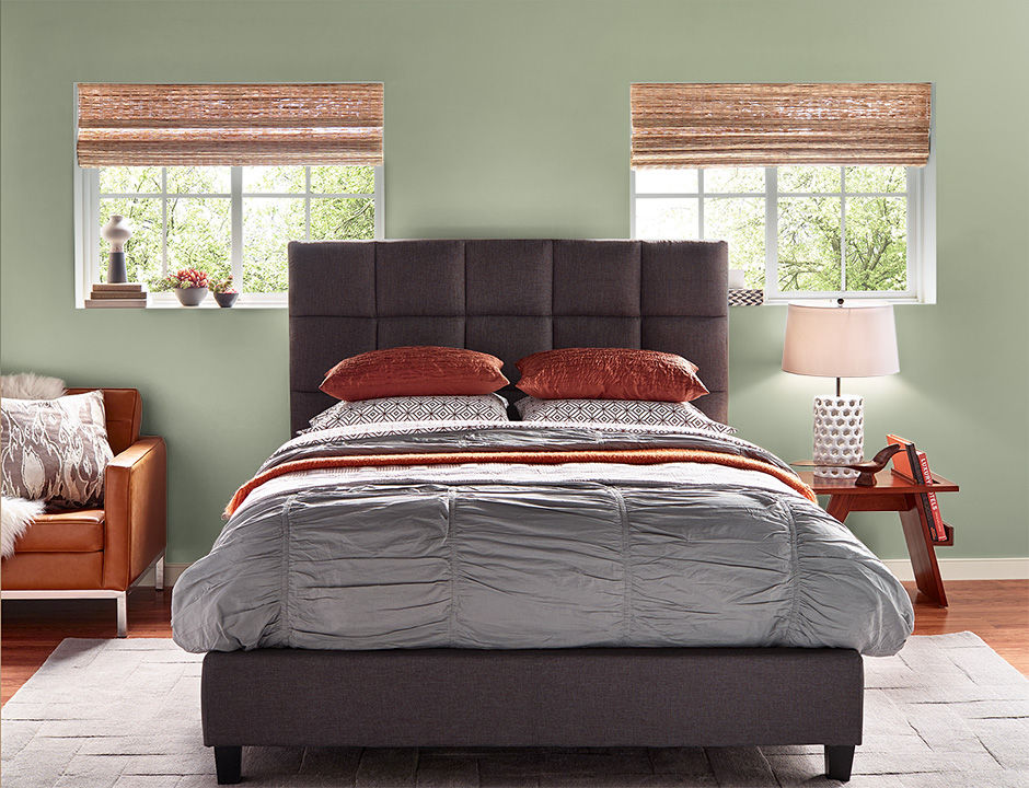 Bedroom painted in CALM FOREST