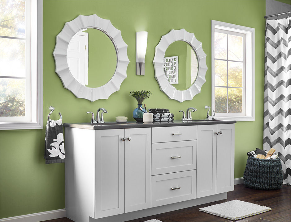 Bathroom painted in LUSH GREEN