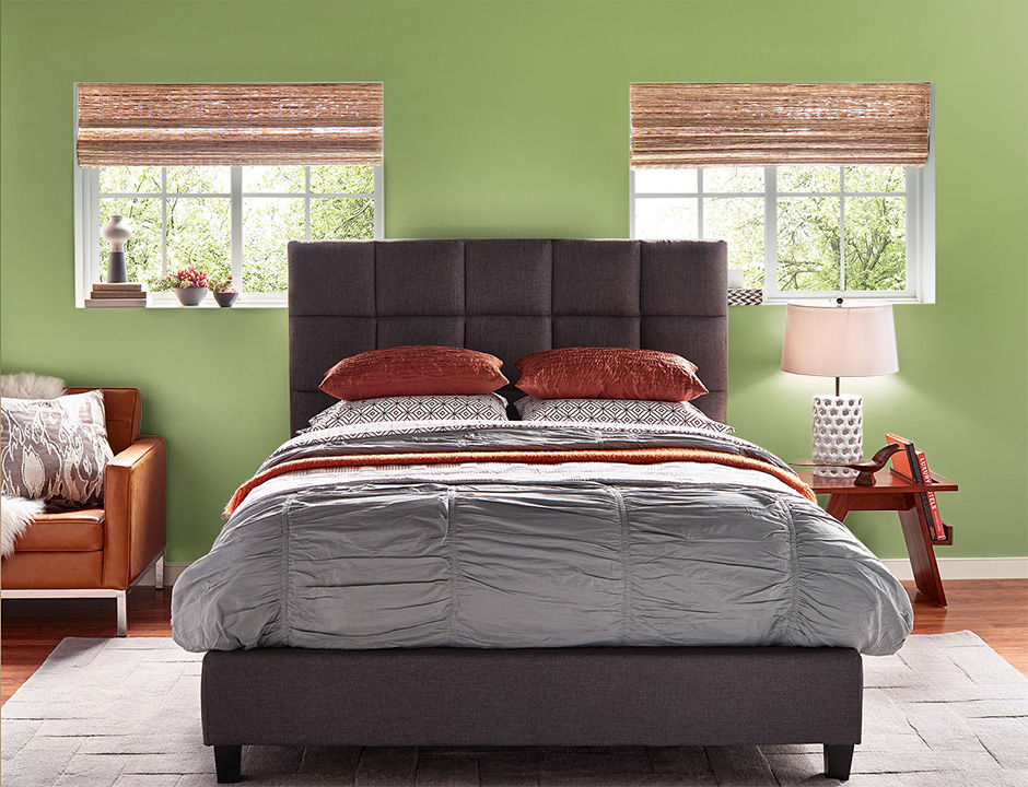 Bedroom painted in LUSH GREEN