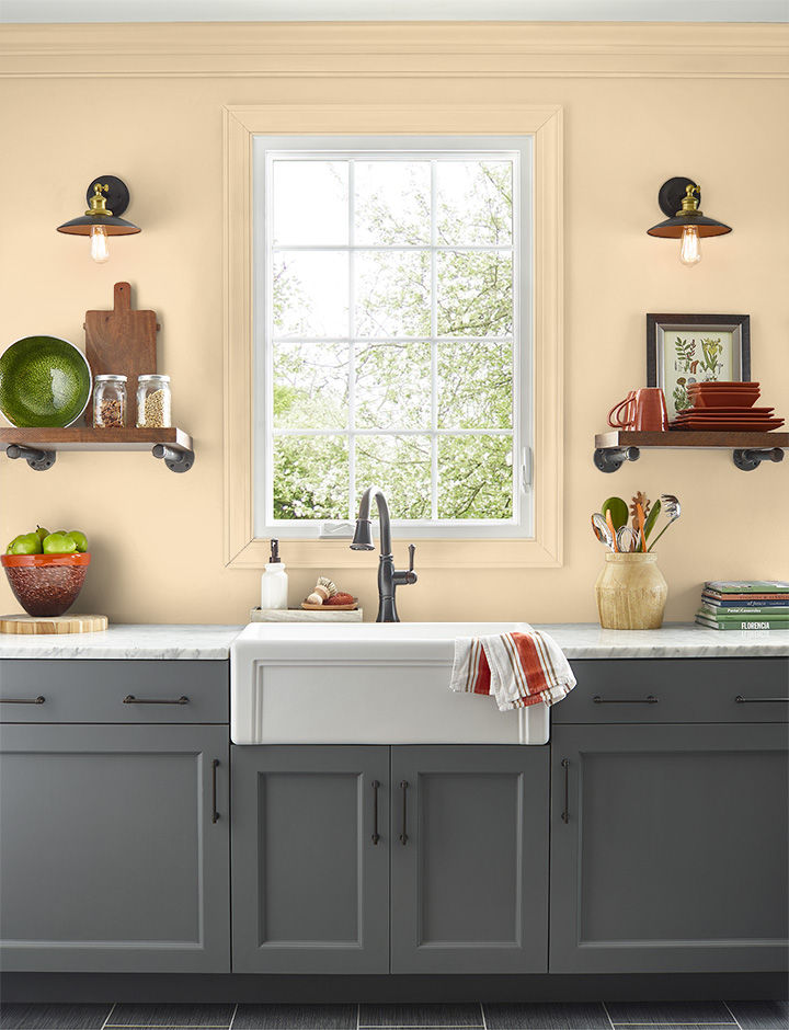 Kitchen painted in YELLOW LOTUS