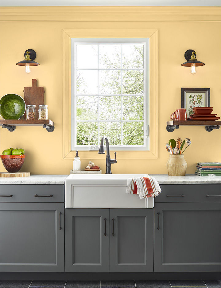 Kitchen painted in JAZZ AGE YELLOW