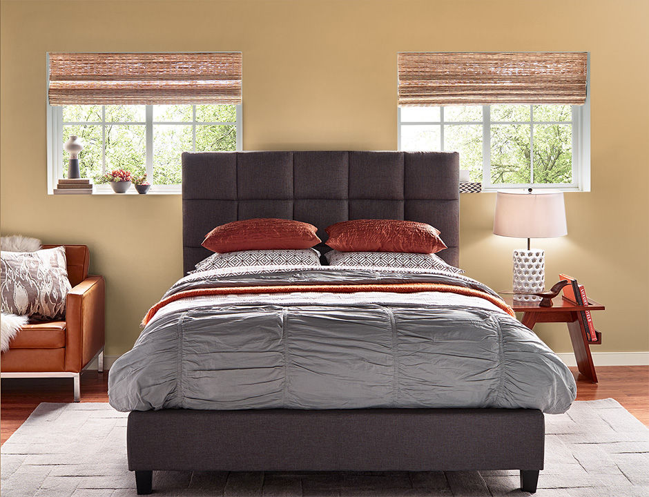 Bedroom painted in GOLDEN COMPASS