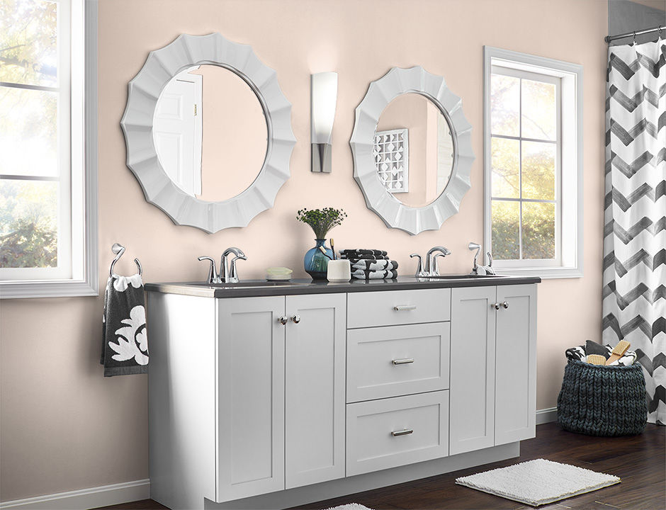 Bathroom painted in ANGELIC PINK